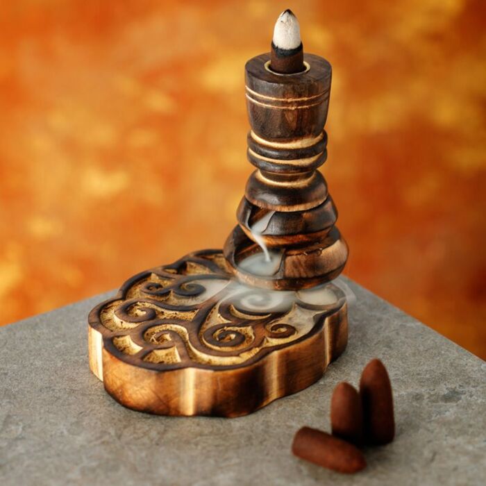 Puckator Happy Tree Mango Wood Backflow Incense Burner